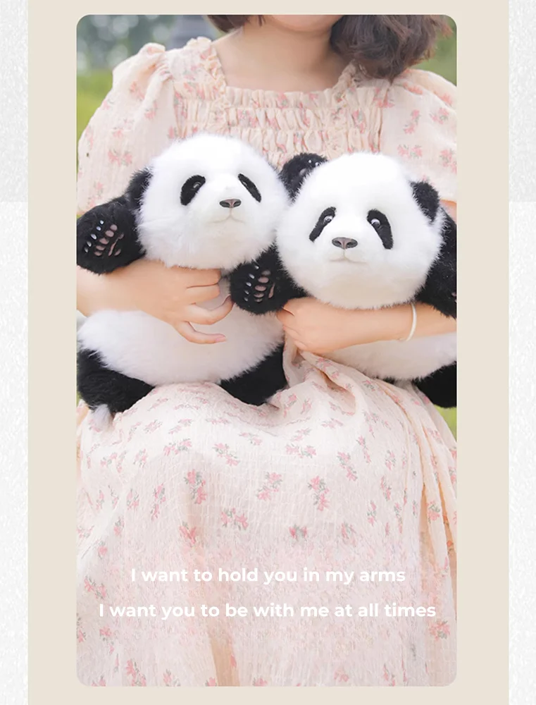 3-month-old Heye handmade simulated panda doll pillow sheepskin plush toy