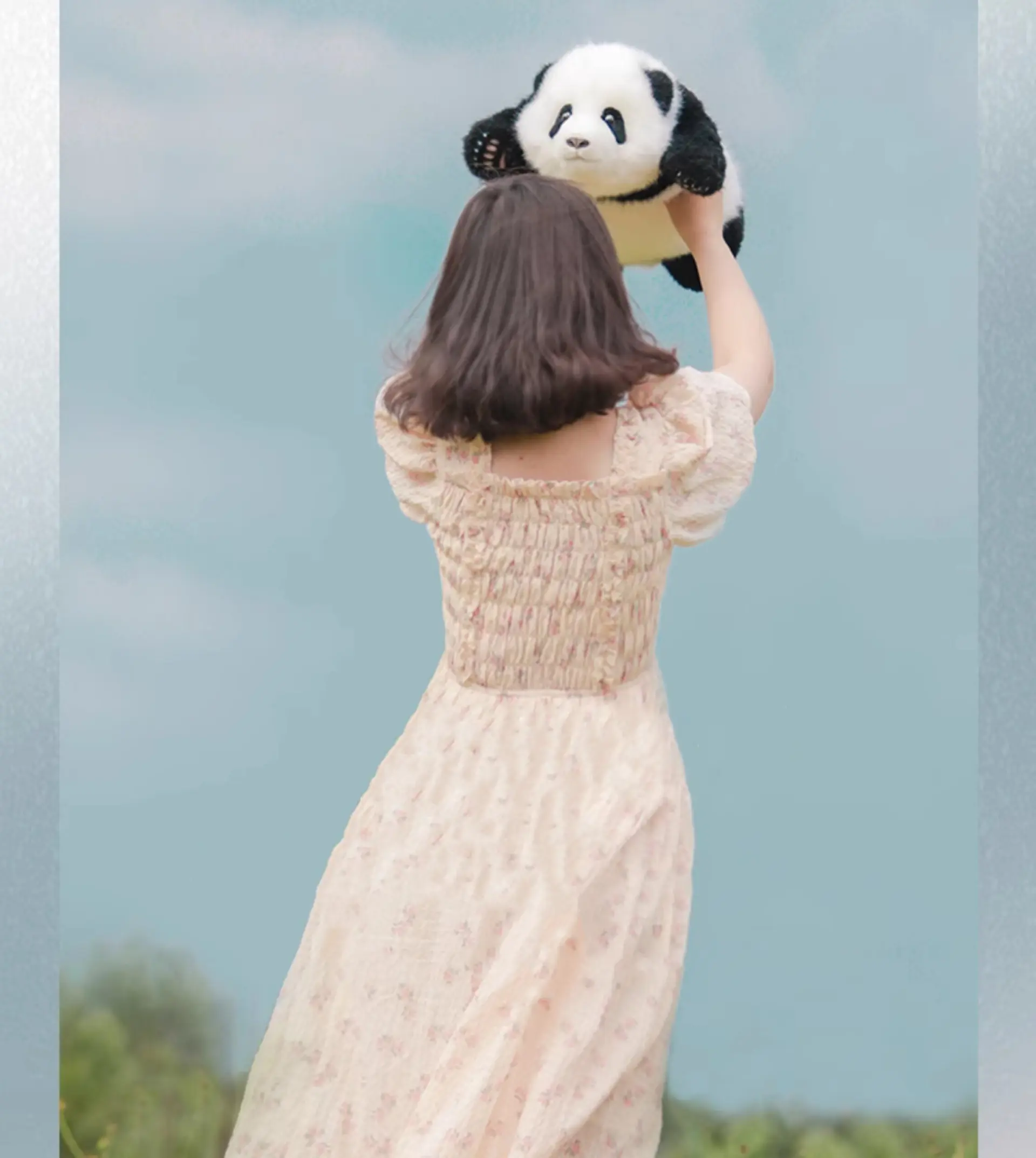 3-month-old Heye handmade simulated panda doll pillow sheepskin plush toy