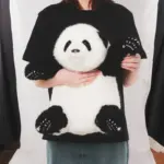 5-month-old Hehua handmade simulated panda doll large size sheepskin plush toy