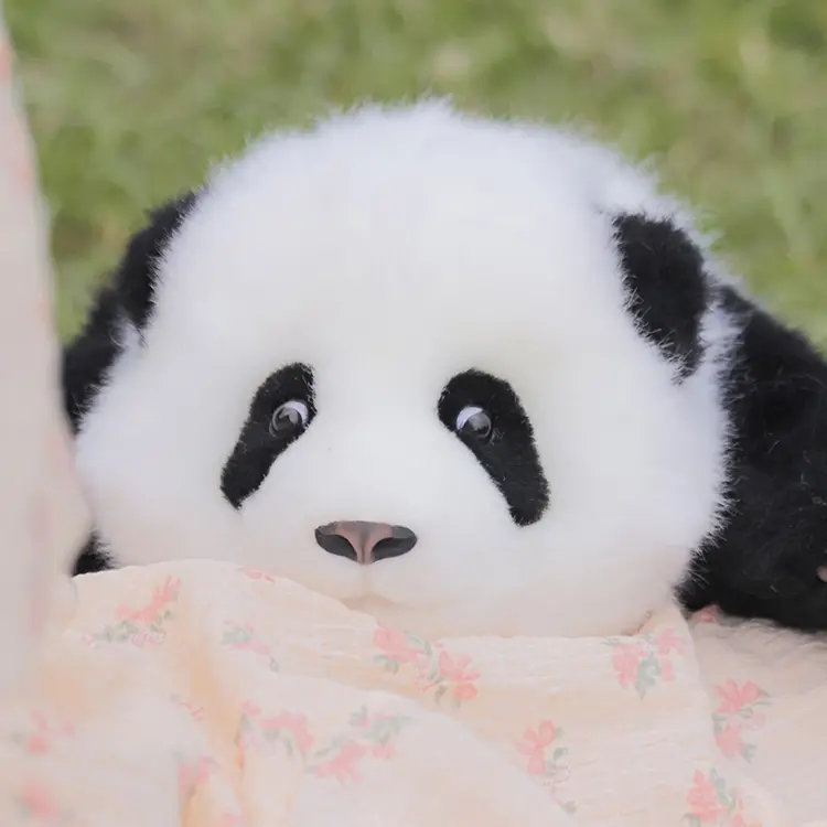 3-month-old Heye handmade simulated panda doll pillow sheepskin plush toy