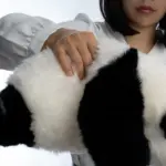 3-month-old Hehua handmade simulated panda doll large size sheepskin plush toy