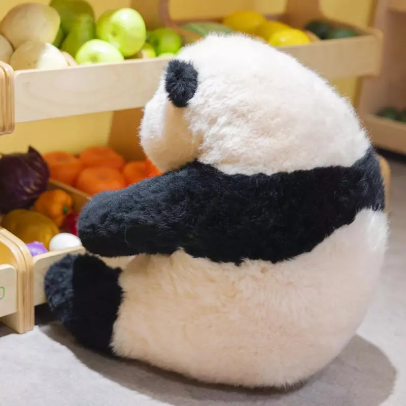 6-month-old Fubao handmade simulated panda doll large size sheepskin plush toy