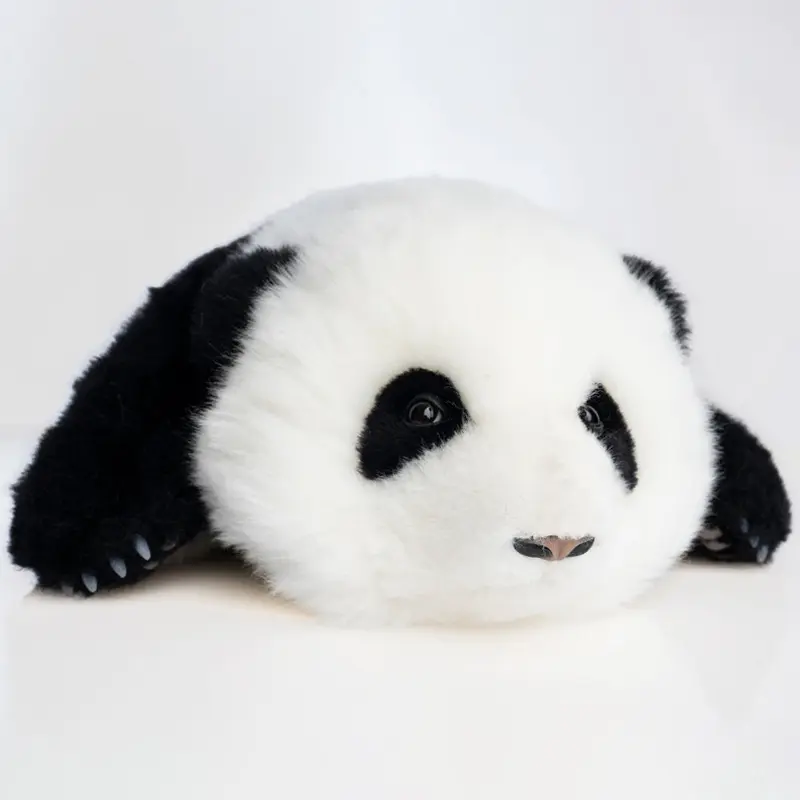 3-month-old Hehua handmade simulated panda doll large size sheepskin plush toy