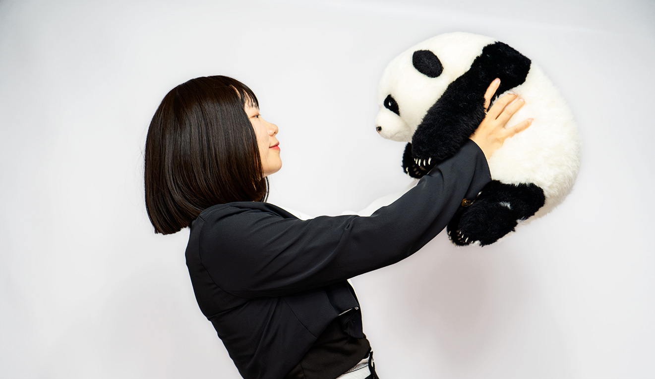 5-month-old Hehua handmade simulated panda doll large size sheepskin plush toy
