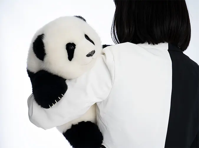 5-month-old Menglan handmade simulation panda doll pillow gift girl wool plush toy