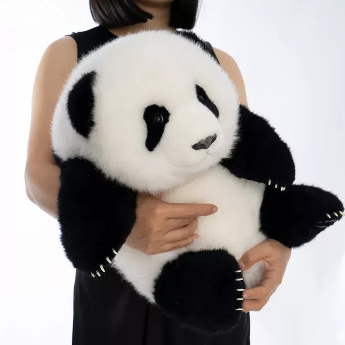 5-month-old Menglan handmade simulation panda doll pillow gift girl wool plush toy