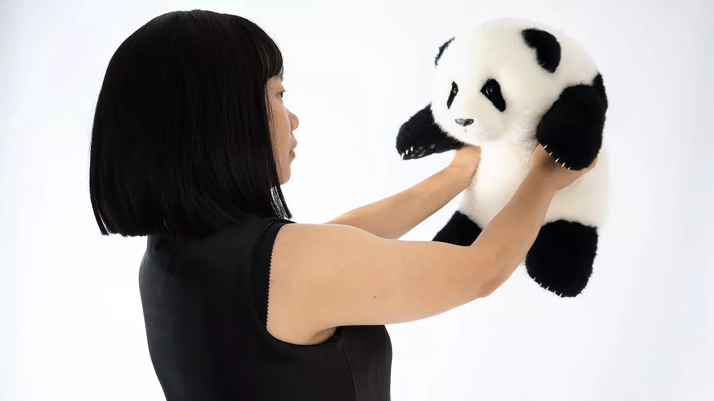 5-month-old Menglan handmade simulation panda doll pillow gift girl wool plush toy