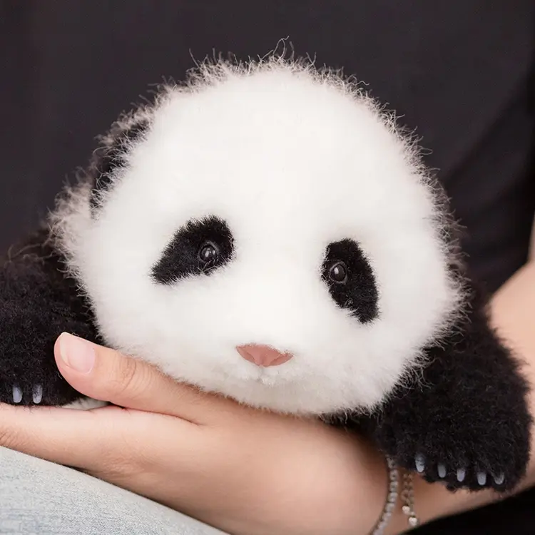 1.5-month-old Hehua handmade simulated panda doll pillow sheepskin plush toy