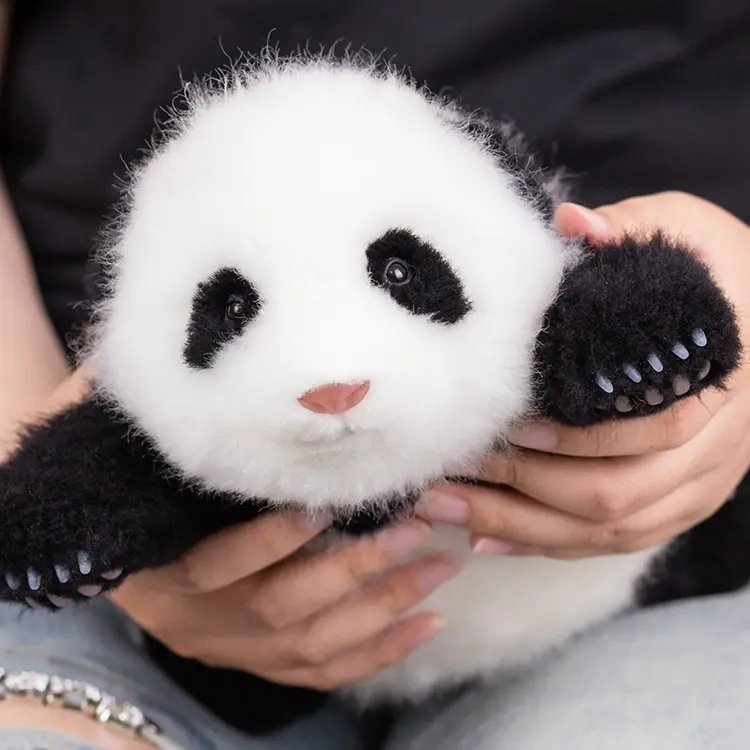1.5-month-old Hehua handmade simulated panda doll pillow sheepskin plush toy