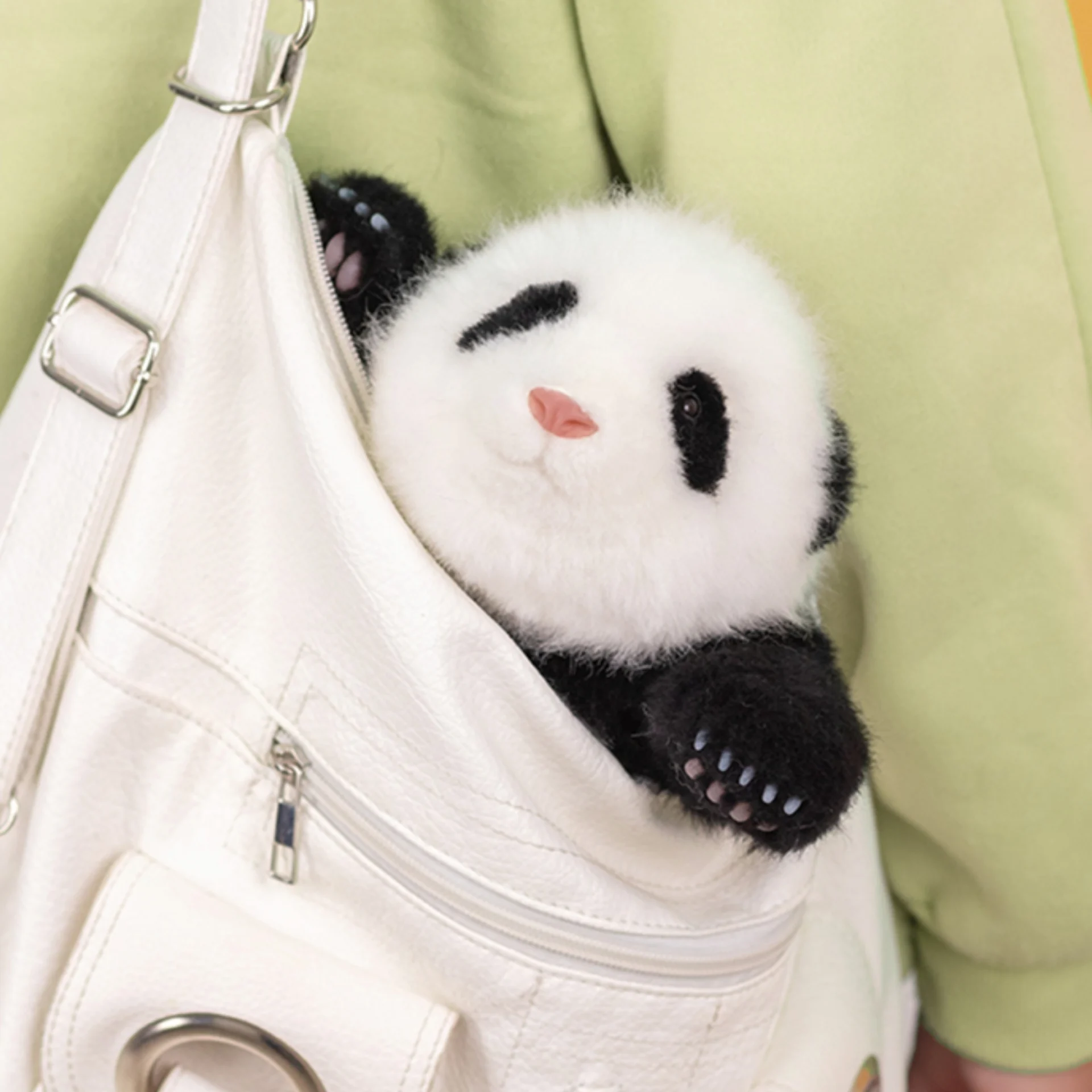 1.5-month-old Hehua handmade simulated panda doll pillow sheepskin plush toy