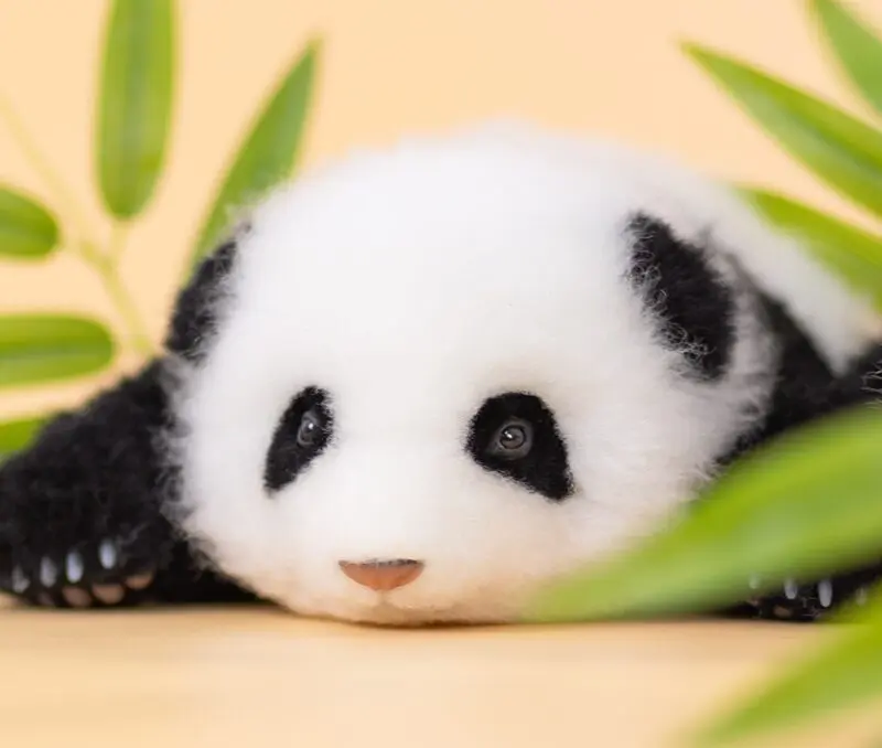 1.5-month-old Hehua handmade simulated panda doll pillow sheepskin plush toy